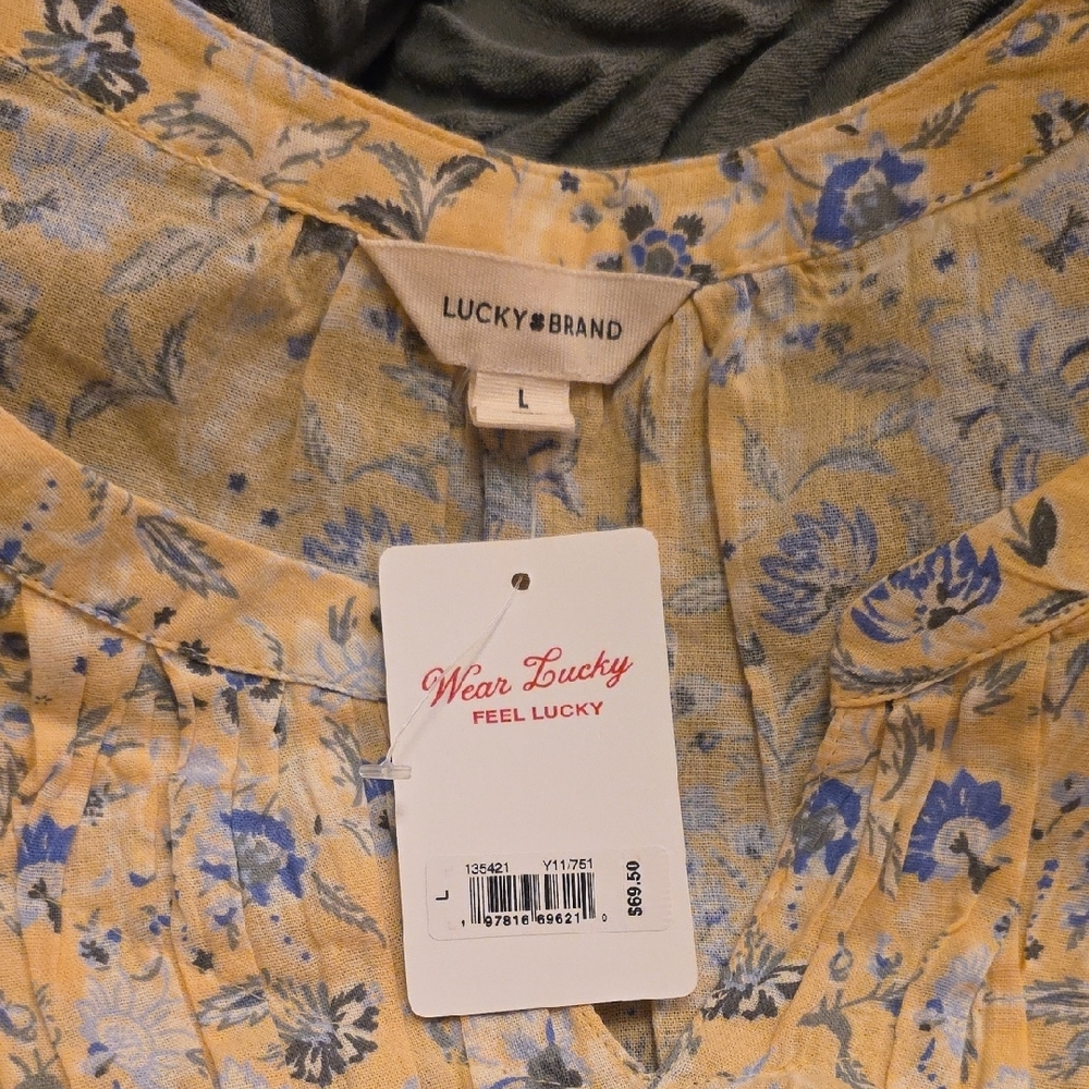 Lucky Brand Yellow and Blue Floral Blouse - Picture 2 of 7